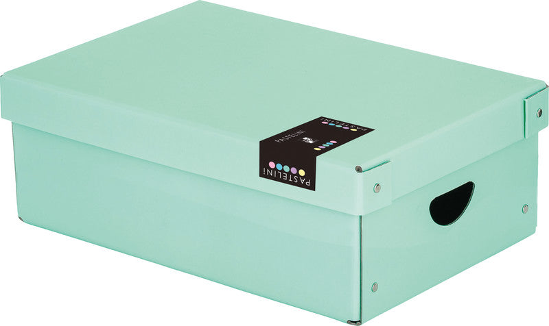Pastelini Archivschachtel A4 – mit Deckel, mit Griffloch, 240 × 90 × 355 mm, grün, Karton