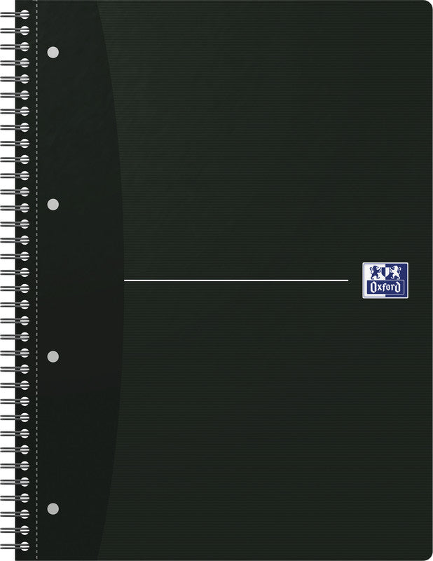 Oxford Collegeblock A4+, kariert, Spiralbindung, Karton, 70 Blatt – schwarz, für SCRIBZEE App