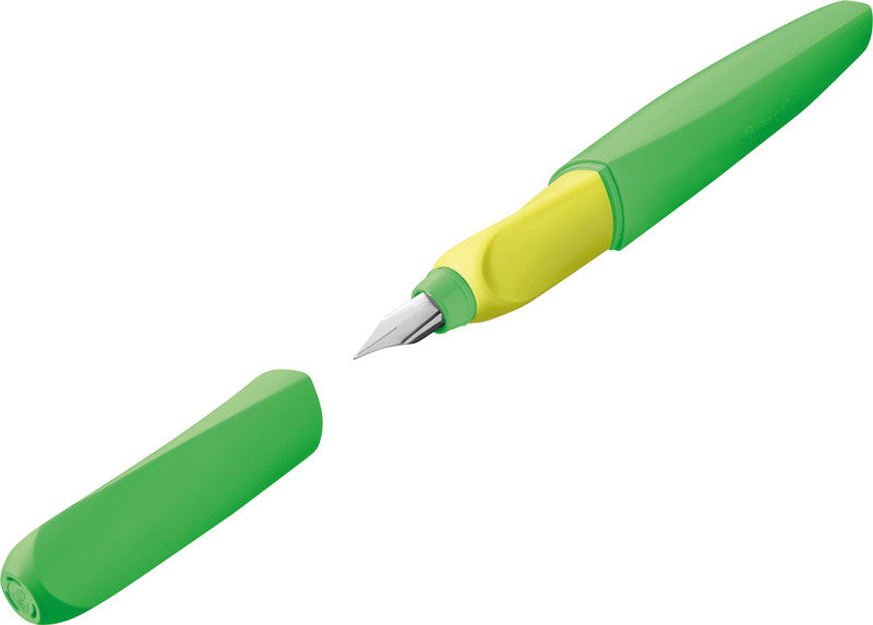 Pelikan Twist – Federspitze M – für Rechts- & Linkshänder – Neongrün, Blau – Patronen