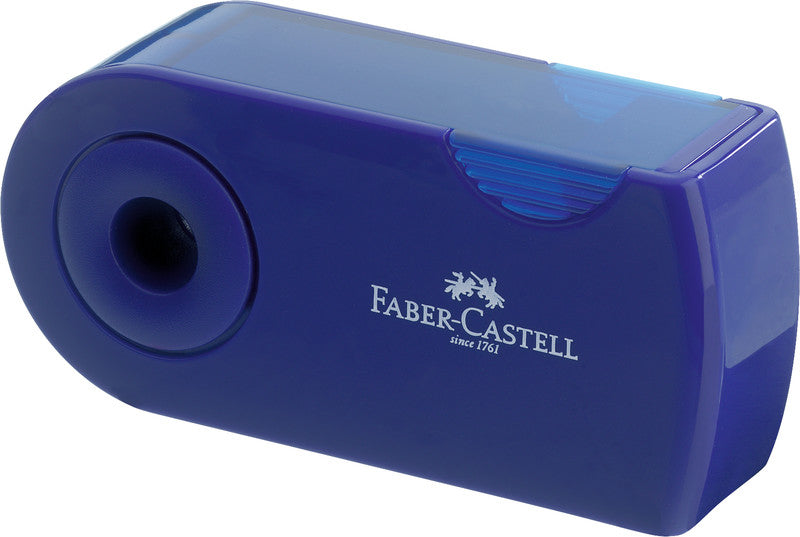 Faber-Castell Spitzer – manuell, 2-Loch, mit Behälter, für Blei- und Buntstifte Ø 8 und 11 mm, Kunststoff
