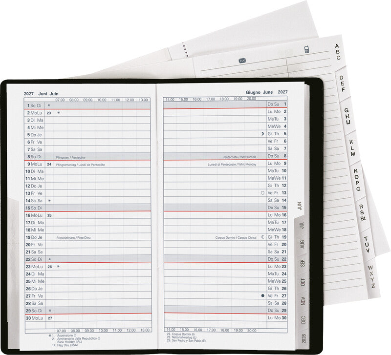 Biella Luzern Agenda – 1 Monat/2 Seiten, geheftet, 8,7 × 15,3 cm, 15 Monate Okt–Dez, schwarz, FSC