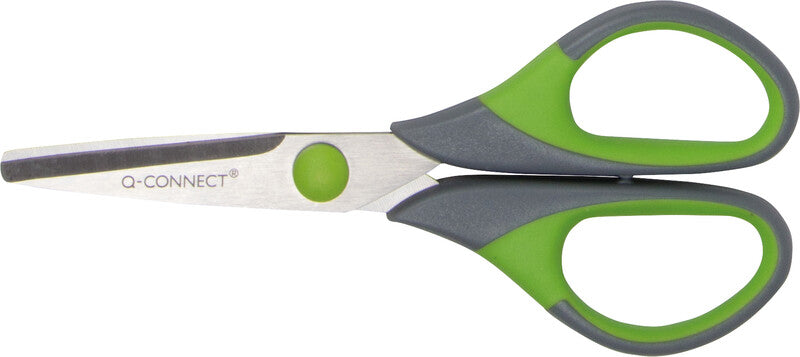 Q-connect Universalschere – 14,0 cm, für Rechts- und Linkshänder, abgerundet, Softgrip, Kunststoff, grün