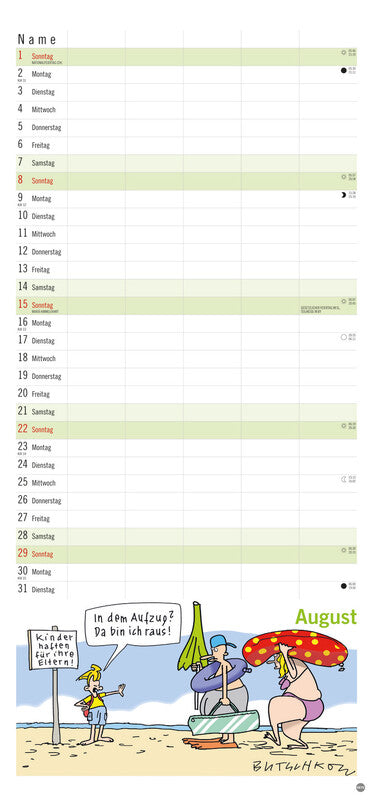 Heye Familienplaner Butschkow – für Familien – 5 Spalten – Deutsch – 2027 – 21 × 45 cm
