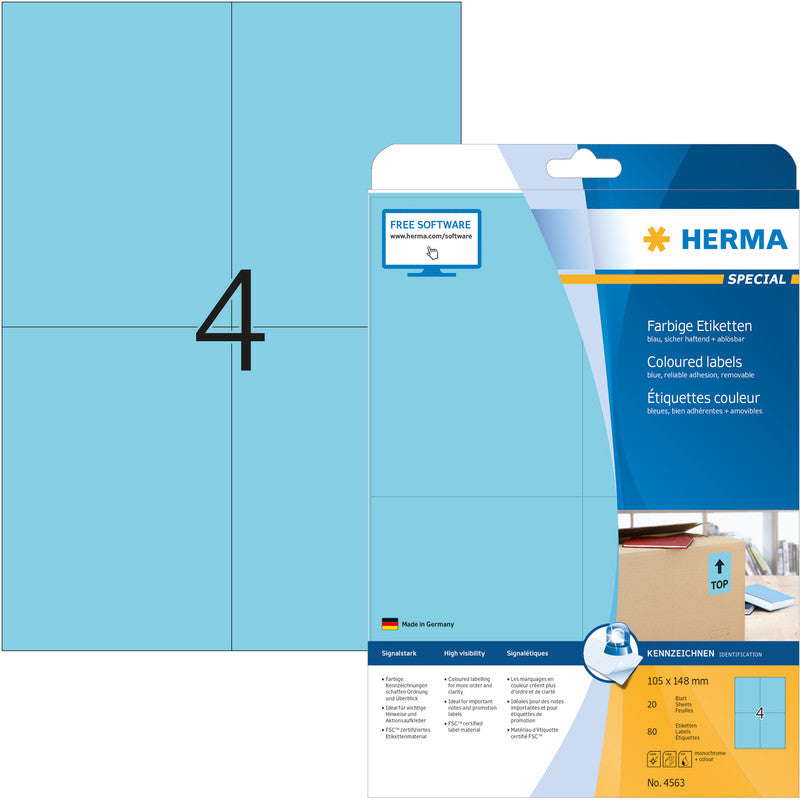 HERMA Etiketten, blau, selbstklebend