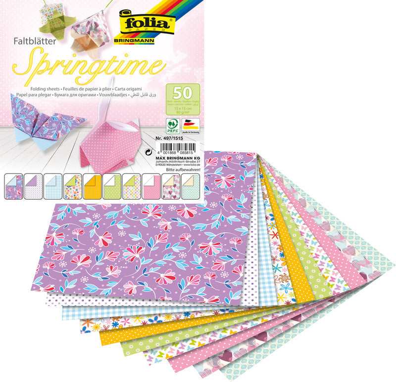 Folia Faltblätter – 150 × 150 mm – 80 g/m² – sortiert – 50 Blatt
