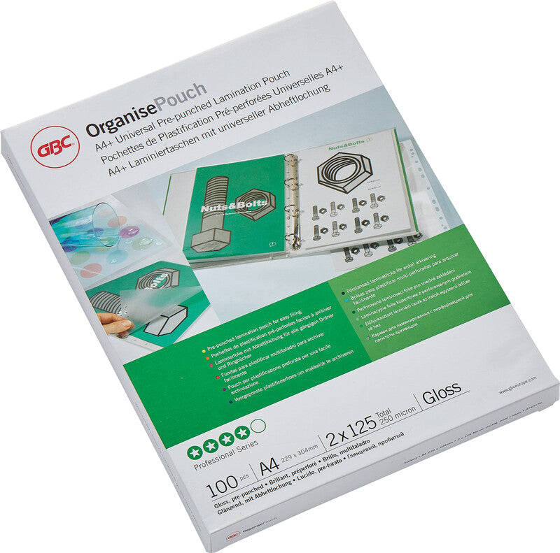 GBC Laminierfolien A4, glänzend – 125 µm, 228 × 303 mm, 100 Stk.