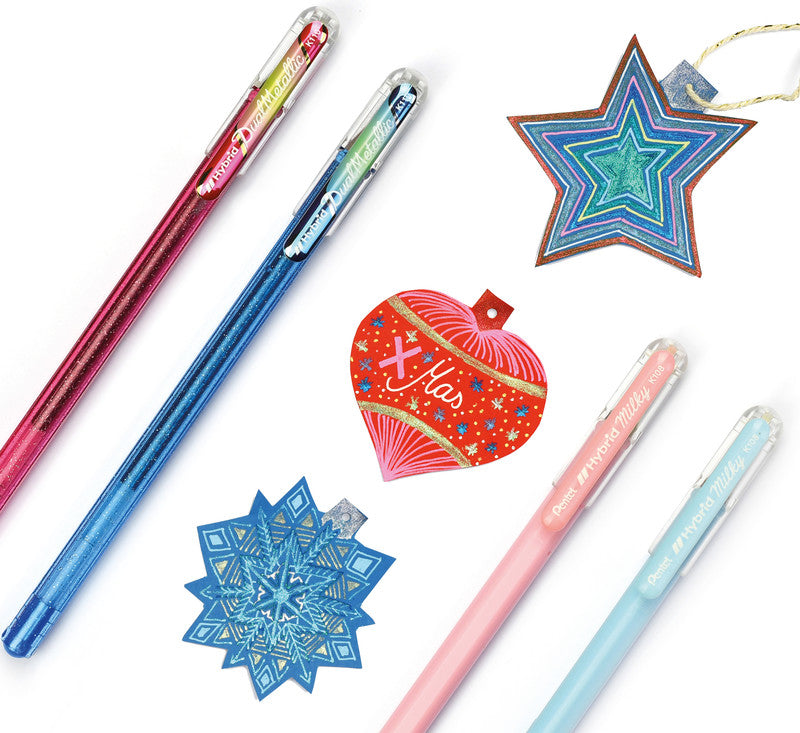 Pentel Gelschreiber 8er Etui – 8 Farben, 1 mm, für dunkles Papier, Kappe
