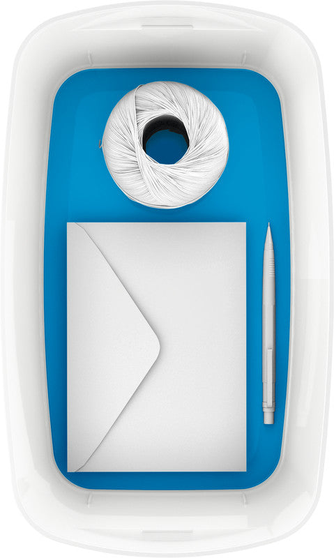 Leitz Aufbewahrungsbox MyBox – Kunststoff, weiss/blau, 31,8 × 12,8 × 19,1 cm
