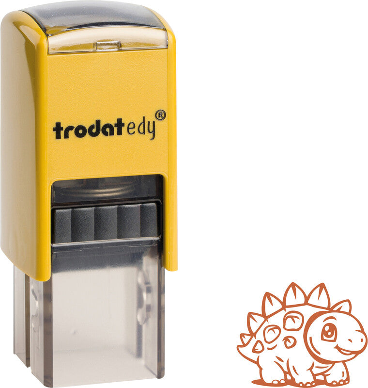 Trodat Stegoraurus Motivstempel – selbstfärbend, 19 × 19 mm, curry-gelb
