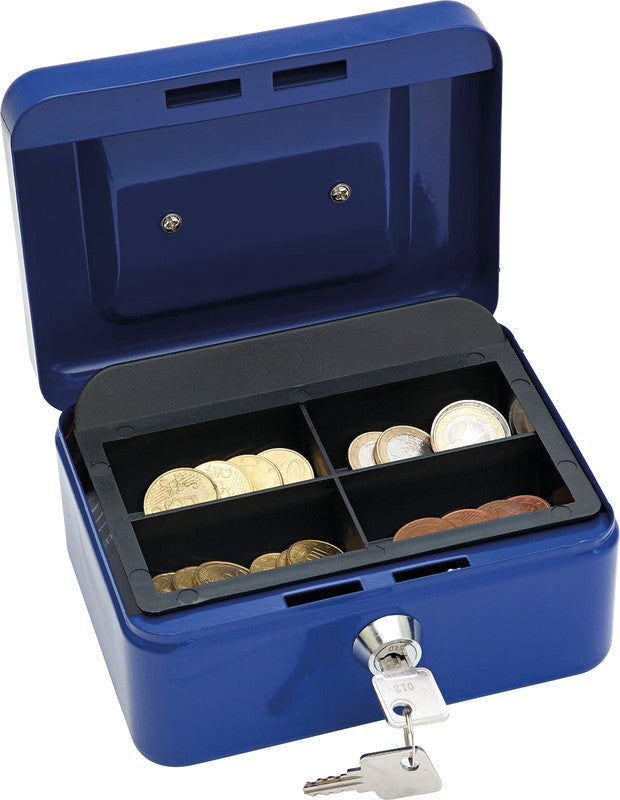 Wedo Geldkassette – mit Schlüssel – 15,2 × 11,5 × 8 cm – Blau – Stahl