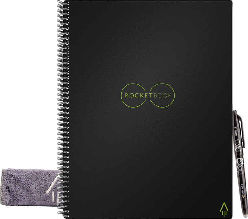Rocketbook Spiralbuch, Spiralbindung, Hardcover, 32 Seiten, 90 g/m² – Schwarz, für ROCKETBOOK App