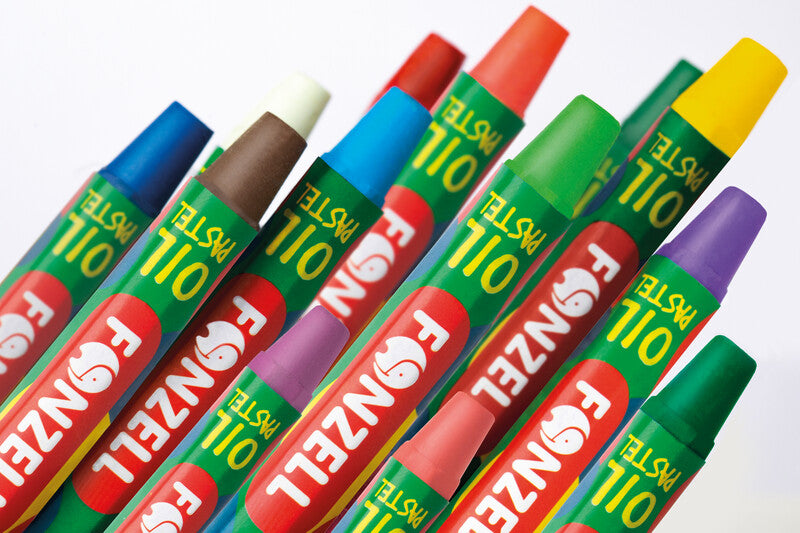 Fonzell Ölpastelle – Set – 12 Farben, für Papier, Karton & Holz