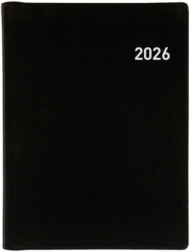 Biella Memento Taschenagenda – 1 Woche/2 Seiten, Wire-O, 10,1 × 14,2 cm, 2026, mehrsprachig, schwarz, FSC