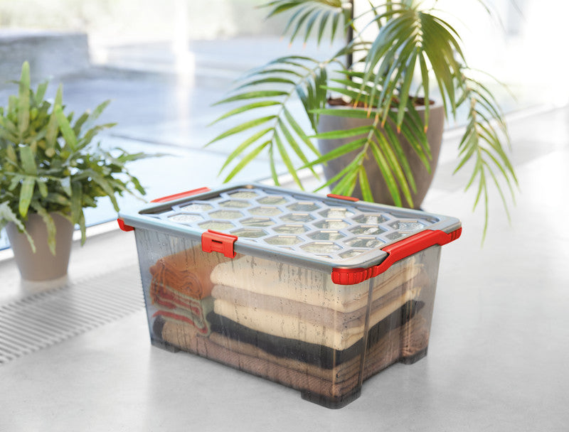 Rotho Aufbewahrungsbox Evo Total Protection – Kunststoff, Anthrazit, 39,3 × 23 × 28,3 cm