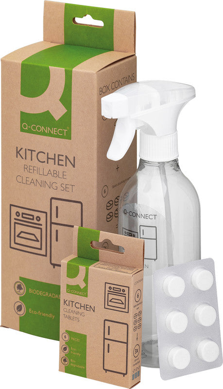 Q-Connect – Küchenreiniger Starterset – Flasche 500 ml + 6 Tabs