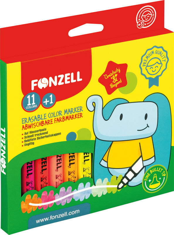 Fonzell Marker, Strichbreite 5 mm, 11 Farben, 12 Stk.