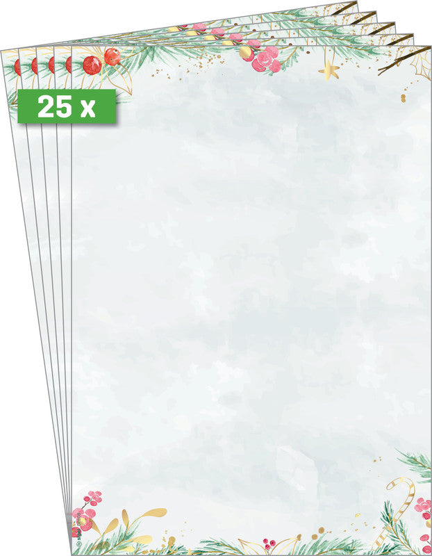 Sigel Motivpapier – A4, 90 g/m², Motiv: Christmas Magic Watercolor – für Inkjet/Laser/Kopierer – 25 Blatt