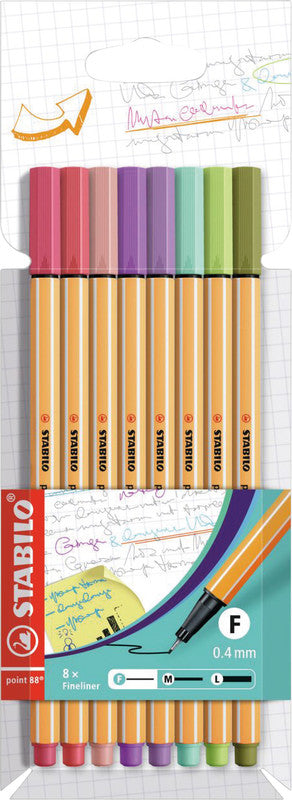 STABILO point 88 Fineliner – 8er-Set 0,4 mm – 8 Farben, sortiert