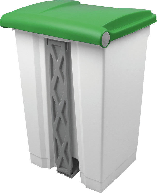 Helit Abfallcontainer – 45 l – mit Deckel, Kunststoff, weiss – B × H × T 410 × 600 × 400 mm