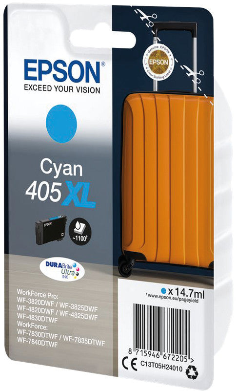 Epson Tintenpatrone 405XL, cyan, XL, 14,7 ml – für Tintenstrahldrucker/Multifunktionsgeräte