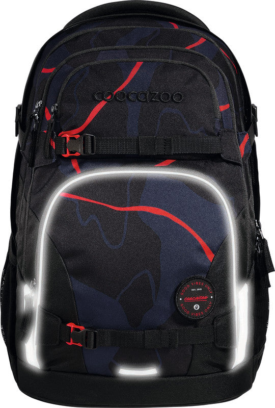 Coocazoo Schulrucksack Porter – Lava Lines – 30/35 l – 30,0 × 44,0 × 23,0 cm – recycelte Materialien
