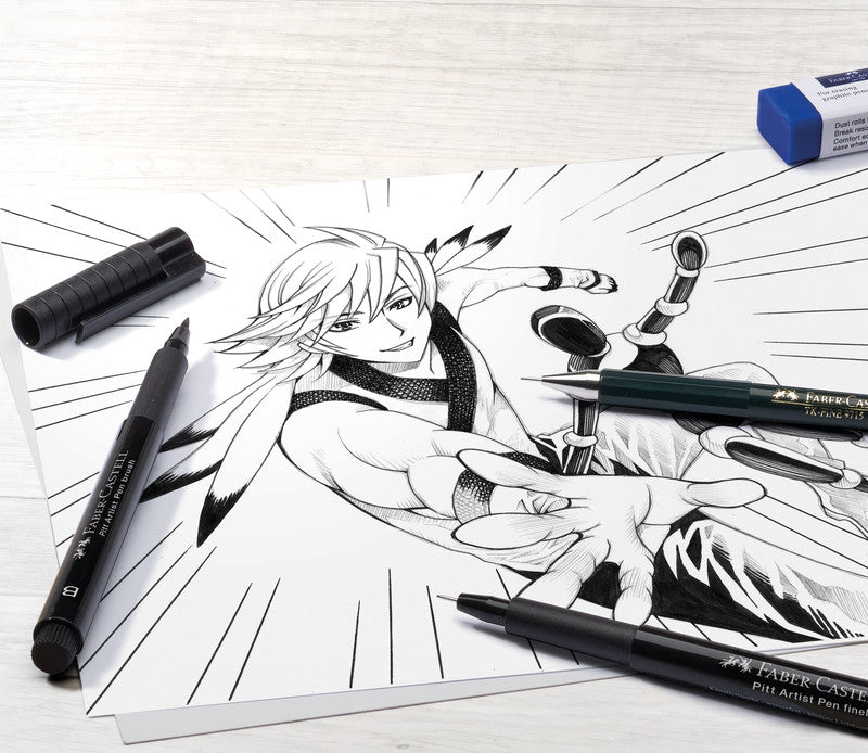Faber-Castell Tuschestifte – farbig sortiert, Kunststoff, 19er-Pack, wasserfest, lichtbeständig