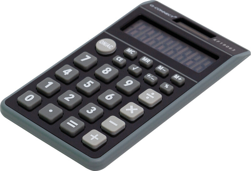 Q-connect Taschenrechner KF19063 – 8-stellig, LCD, Prozent/Wurzel, Solar + Batterie, grau