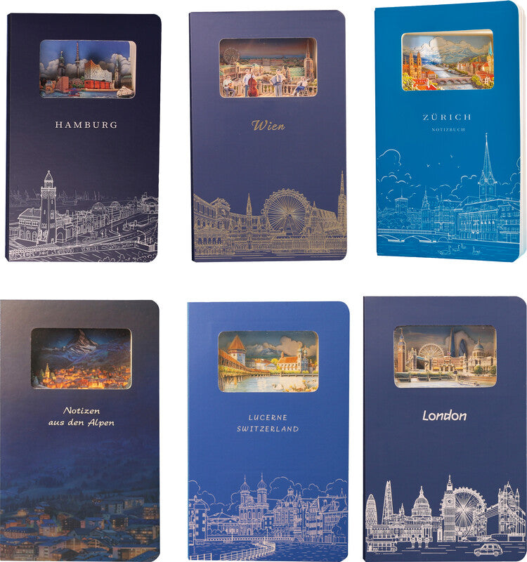 Buddhiherz Notizbuch, 110 × 180 mm, liniert, gebunden, Hardcover, 200 Seiten – blau