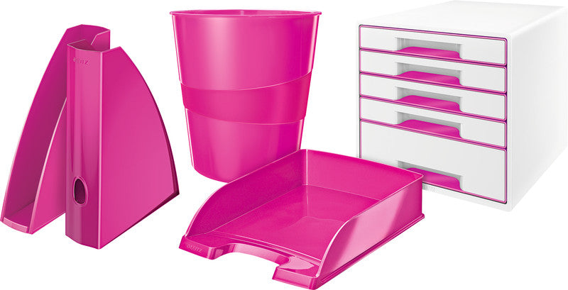 Leitz WOW – Abfallbehälter – 15 l, rund, Polystyrol, pink, Ø 290 × 324 mm