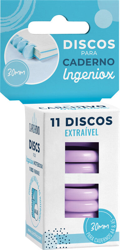 Carchivo Bindedisc-Ringe – für Ingeniox – Ø 30 mm, mauve, Kunststoff – 11 Stk.