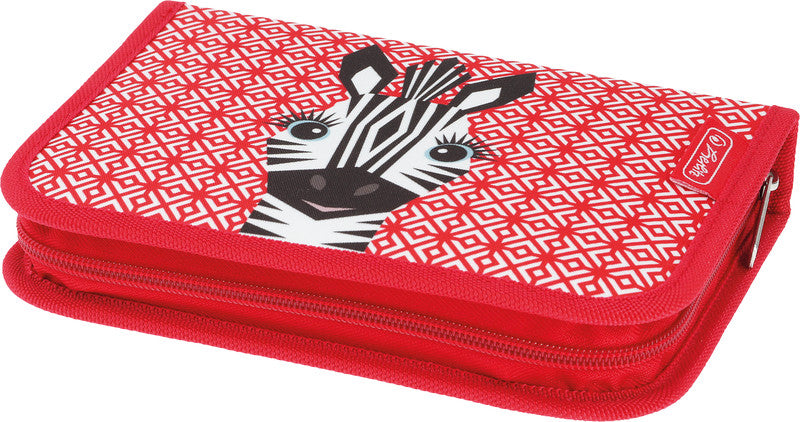 Herlitz Cute Animals Schuletui, gefüllt, 31-teilig – Zebra – Kunststoff – 20,3 × 3,5 × 14,0 cm