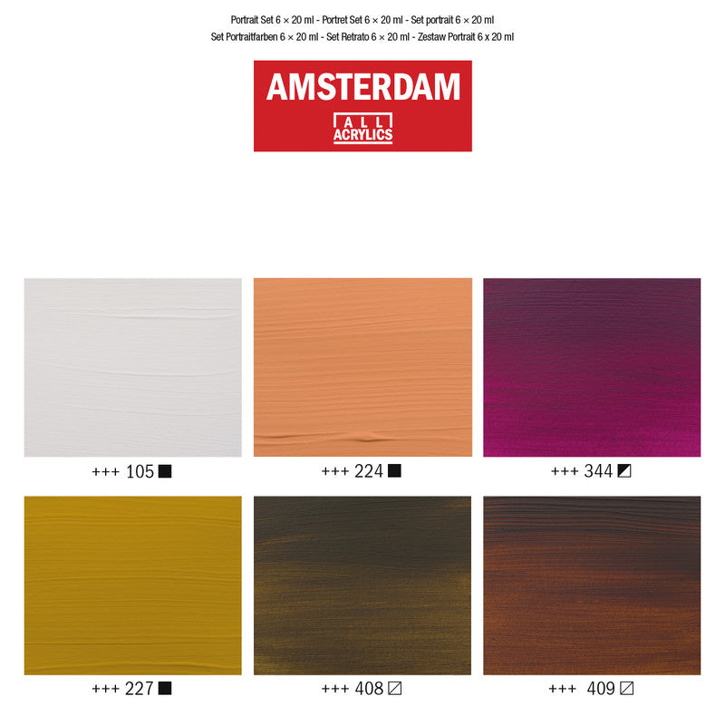 Royal Talens Amsterdam – Acryl Standard – Acrylfarbe – Set – 6 Farben, 6 × 20 ml