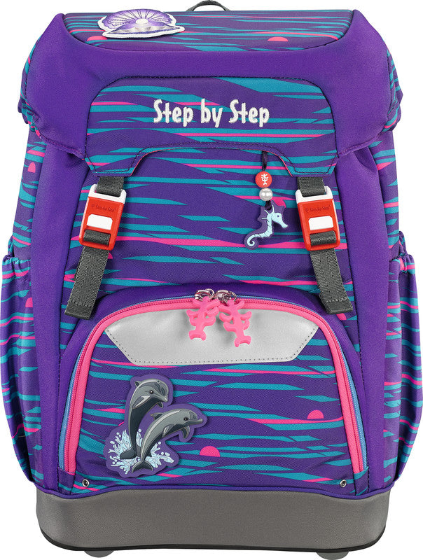 Step by Step Schulrucksack GRADE – Shiny Dolphins – Recycelte Materialien