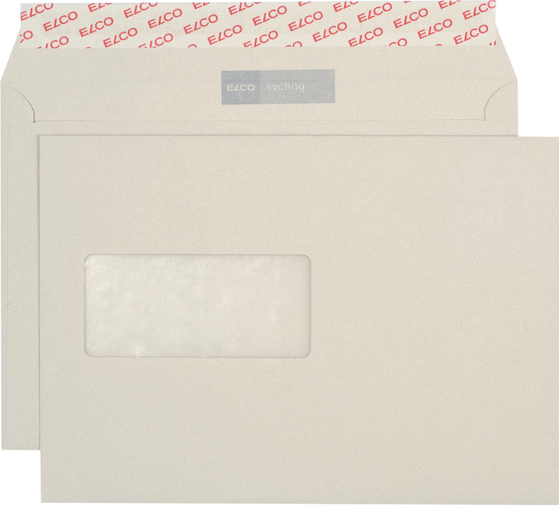 Elco Couvert C5, Fenster links, Haftklebung, Grau, 100 g/m² – 500 Stk.