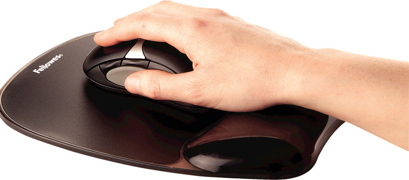 Fellowes Mausmatte mit Handgelenkauflage – Crystals – Gel, abwaschbar – 230×202×15 mm – schwarz
