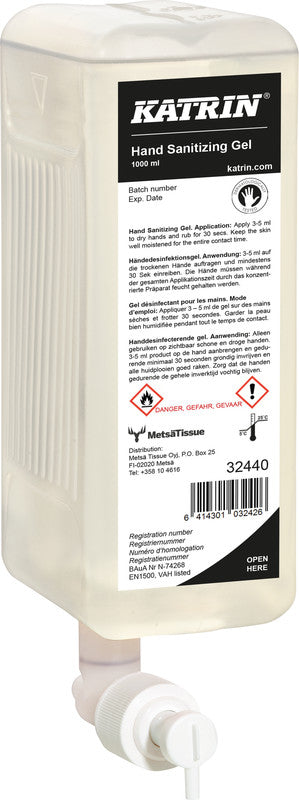 Katrin Handdesinfektionsgel – Kunststoff, Weiss, 1 l, Parfümfrei, für Katrin Inclusive Seifenspender