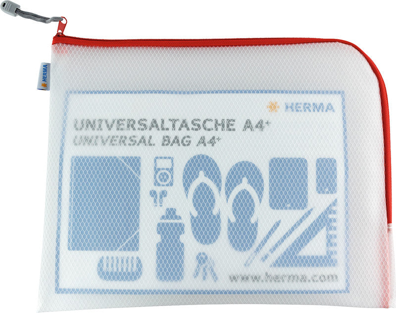 HERMA Reissverschlusstasche Etui – Rot – Kunststoff – 36 × 28 × 0,7 cm