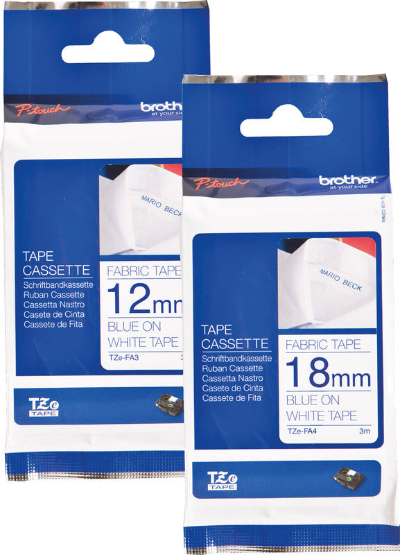 Brother Textilband – 12 mm × 3 m, weiss, blau