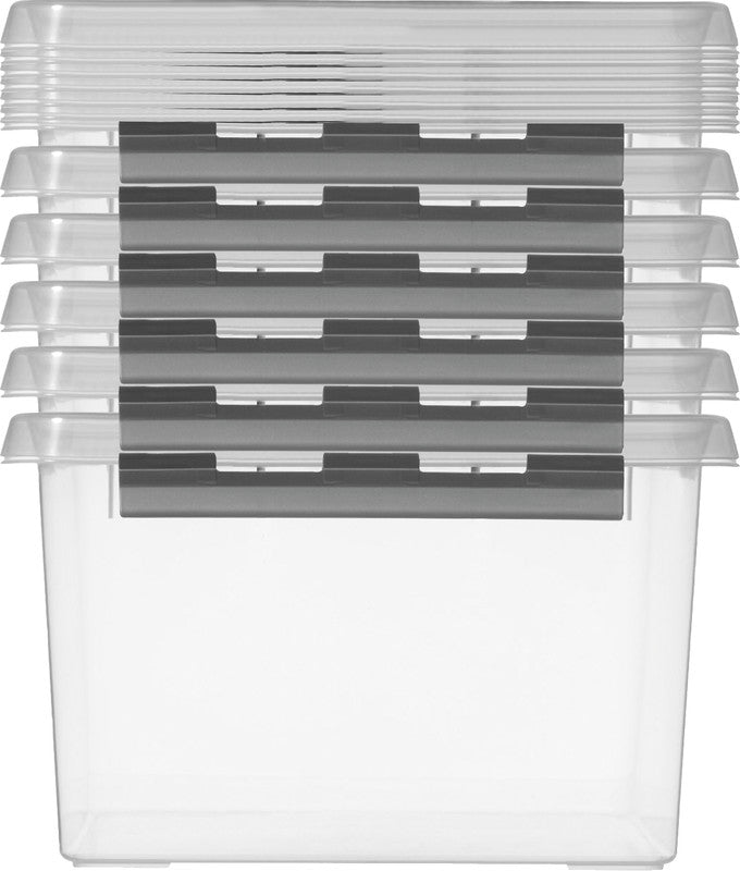 Helit die q-line Aufbewahrungsbox 15 l – mit Tragegriff, mit Clipdeckel, 400 × 180 × 300 mm