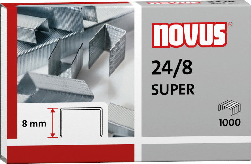 Novus Heftklammern 24/8 – 8 mm – verzinkt, silber – 1000 Stk.