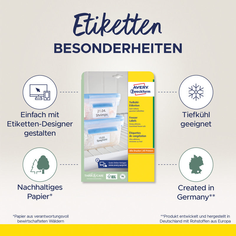 Avery Drucketiketten, 38,1 mm × 21,2 mm, weiss, Papier, permanent, 25 Blatt