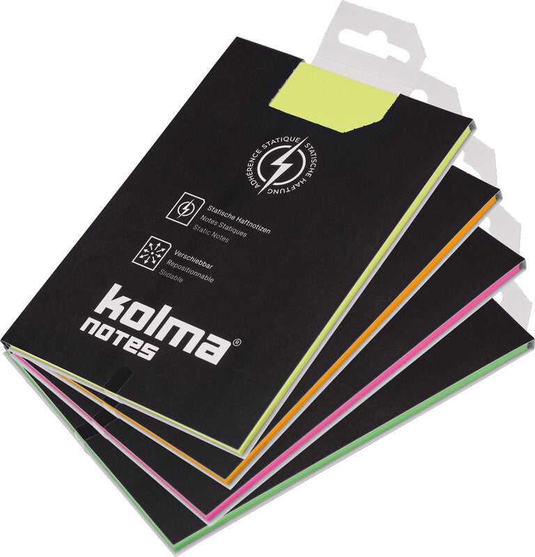 Kolma Haftnotizen – 105×148 mm – sortiert, 10×100 Blatt, elektrostatisch, Kunststoff, recyclingfähig
