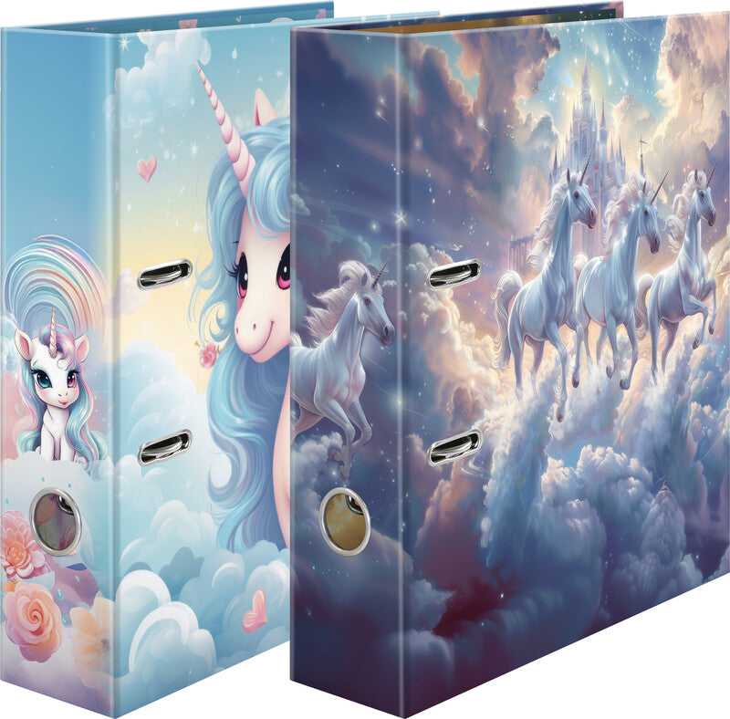 HERMA Ordner – A4 hoch – 2-Ring Hebelmechanik, Rücken 70 mm – mehrfarbig, mit Niederhalter, mit Griffloch