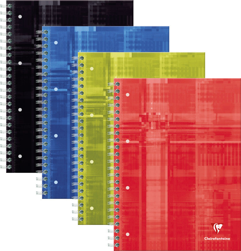 Clairefontaine Collegeblock, Spiralbindung, 120 Blatt, 4-fach gelocht, perforiert, 90 g/m² – sortiert