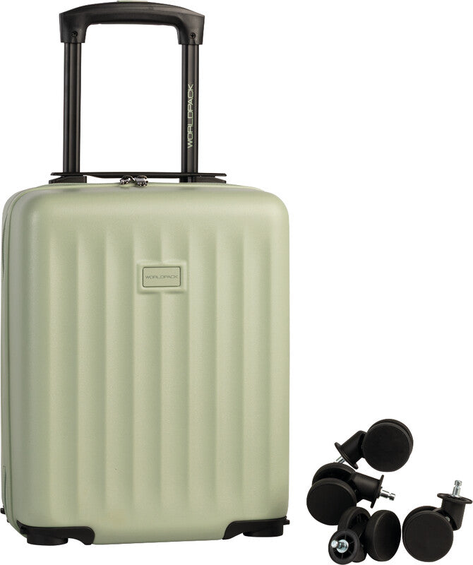 Worldpack Hartschalen-Trolley, 24 l, Handgepäck geeignet, 4 Doppelrollen, ABS, Graugrün, 30 × 40 × 20 cm
