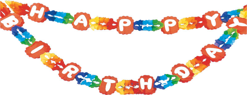 Party Papiergirlande, mehrfarbig, Motiv 'Happy Birthday', 4000 mm, schwer entflammbar