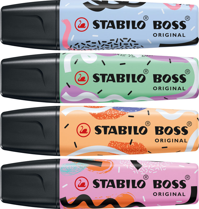 STABILO BOSS Original Textmarker Set 4 Pastellfarben – Keilspitze, 2–5 mm