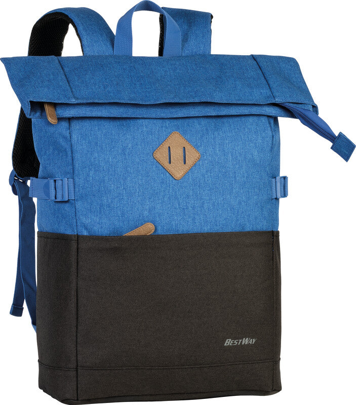 Bestway Notebook-Rucksack Campus Style – 19 l, Roll-Top, wasserabweisend – Marineblau/Schwarz