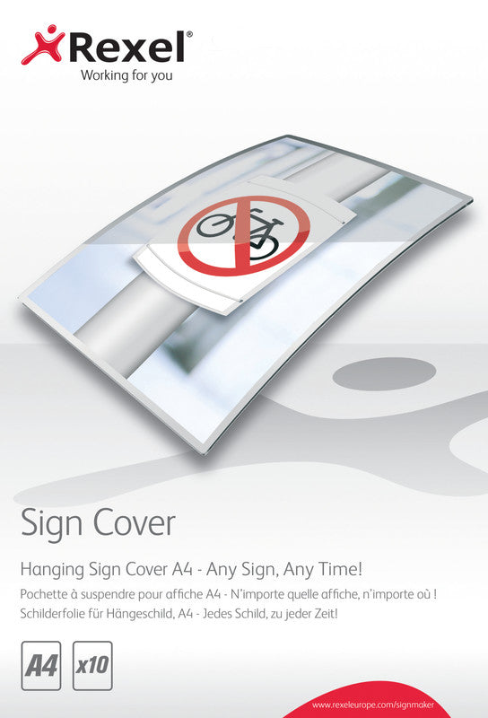 Rexel Schilderfolie Sign Cover A4, glänzend – für Rexel SignMaker, vorgelocht, 10 Stk.