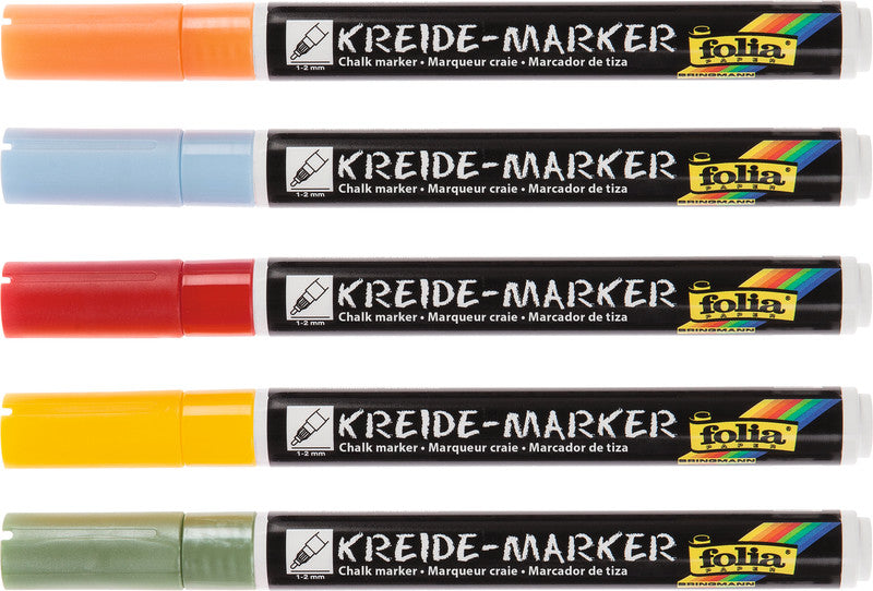Folia Kreidemarker – Rund, 1–2 mm – 5er-Set, Pastel Dreams